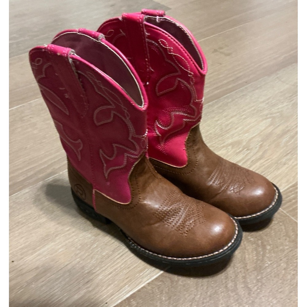Roper Western Pull-On Equestrian Girls pink/brown size 10 Boots with Light Soles